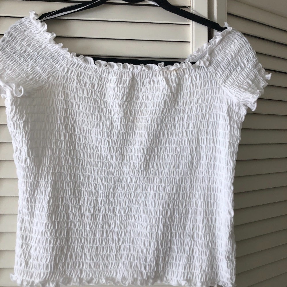 White smocking crop top-NBW
